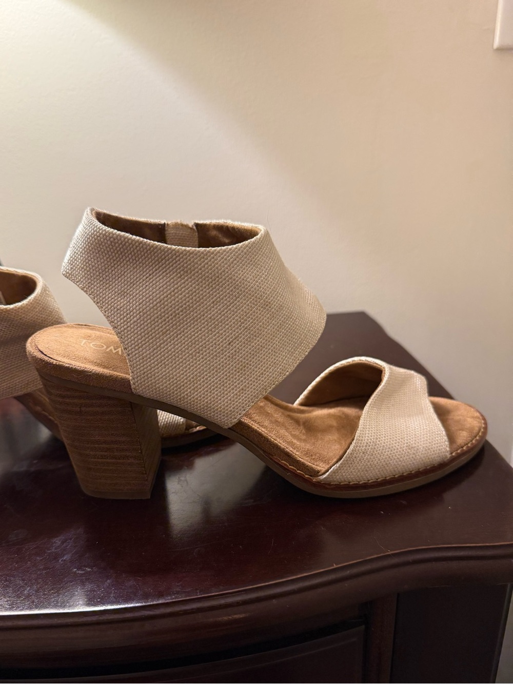 TOMS Neutral Beige Open-Toe Block Heel Sandals